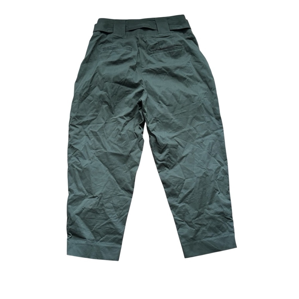 Banana Republic Belted Paper Bag Pants Womens Size 8 Olive Green Cropped Work - Picture 3 of 7